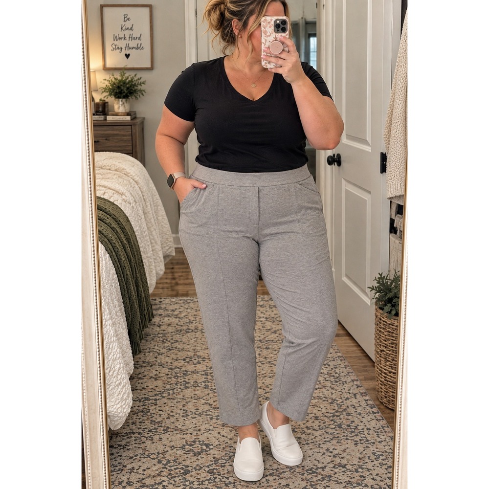 J Jill Ponte Knit Slim Leg Pants Size 3X Gray Pull On High Rise NWOT